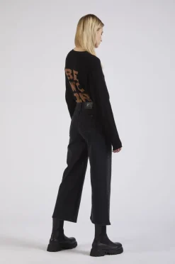 denim culotte con stras nero/nero