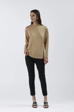 felpa ampia in tessuto lurex light gold