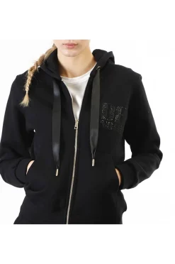 felpa full zip con logo nero