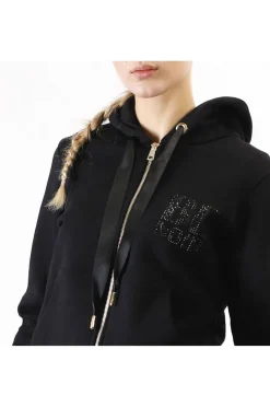 felpa full zip con logo nero