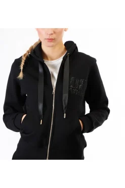 felpa full zip con logo nero