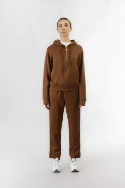 felpa full zip in felpa mano calda caramello