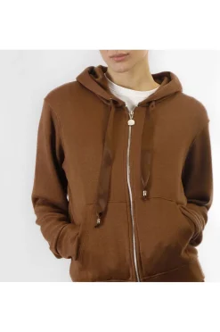 felpa full zip in felpa mano calda caramello