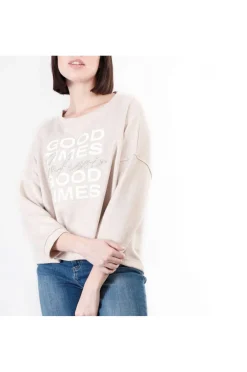 felpa manica pipistrello burro