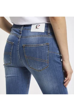 flare jeans anna in tela denim superstretch blu medio