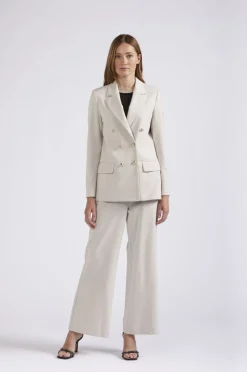 giacca doppiopetto tessuto elasticizzato gesso