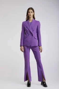 giacca doppiopetto tessuto bielastico viola