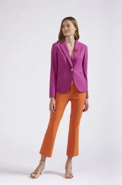 giacca monopetto tessuto superstretch fuxia