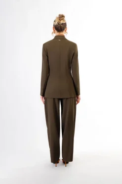 giacca monopetto tessuto bistretch fango