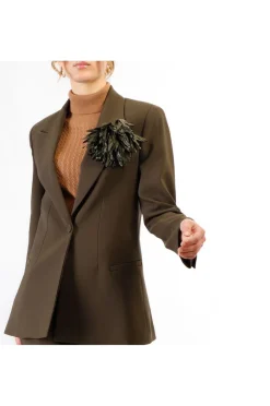 giacca monopetto tessuto bistretch fango