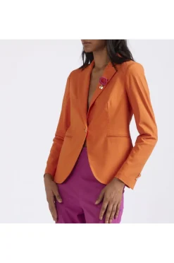 giacca monopetto tessuto superstretch arancio