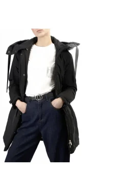 giaccone imbottito con fodera stampata nero