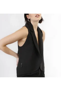 gilet con zip alle tasche nero