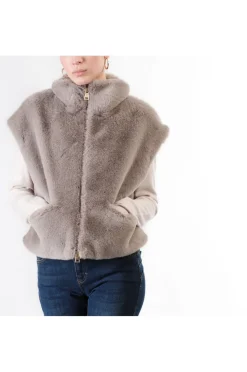 gilet in similpelliccia cenere