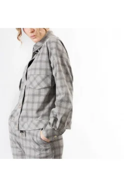 giubbino tipo bomber tessuto elasticizzato principe di galles