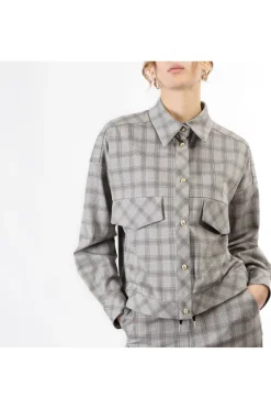 giubbino tipo bomber tessuto elasticizzato principe di galles