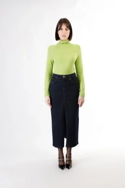 gonna in jeans con spacco indaco