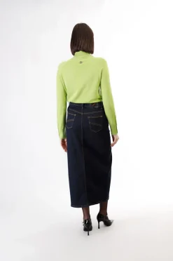 gonna in jeans con spacco indaco