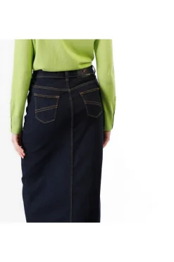 gonna in jeans con spacco indaco