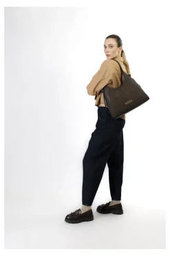 hobo in materiale granoso ed effetto suede t.moro