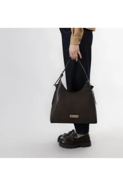 hobo in materiale granoso ed effetto suede t.moro