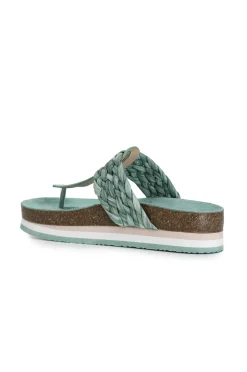 infradito in raffia intrecciata verde