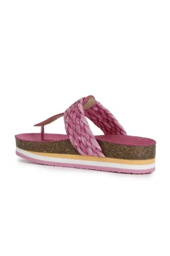 infradito in raffia intrecciata fuxia