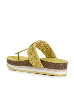 infradito in raffia intrecciata giallo