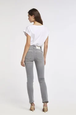 jeans audrey slim in tela superstretch con strass light grey