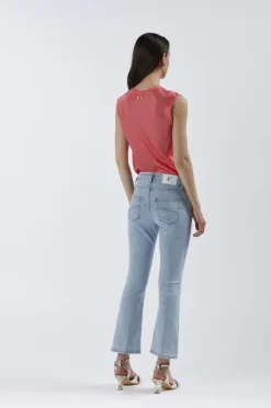 jeans denim cropped flare super stretch bleach