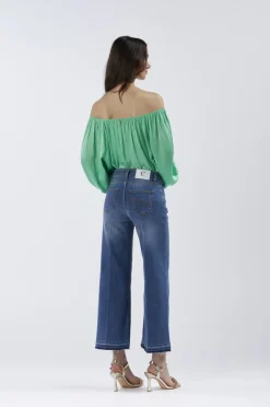 jeans denim culotte super stretch blu medio