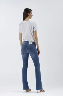 jeans denim flare super stretch blu medio