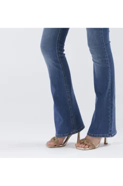 jeans denim flare super stretch blu medio