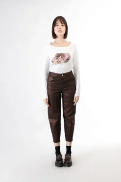 jeans denim laminato cocoon bronzo