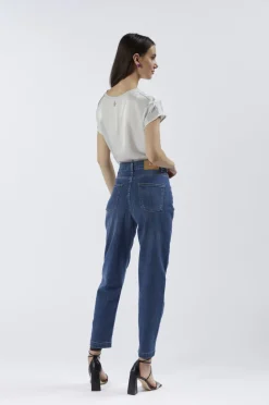 jeans denim mom fit blu medio