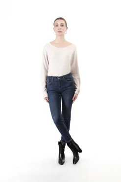 jeans denim skinny blu medio scuro