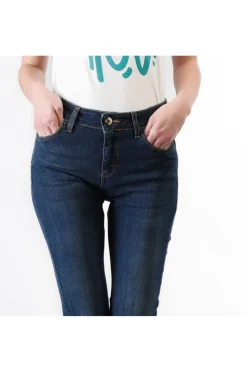 jeans denim slim blu medio scuro