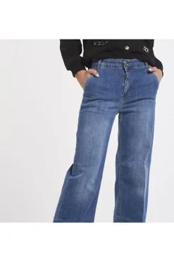 jeans gina modello palazzo con tasche blu medio
