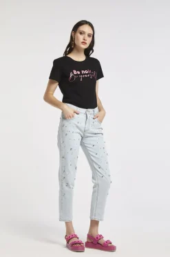 jeans regular in tela comfort bleach