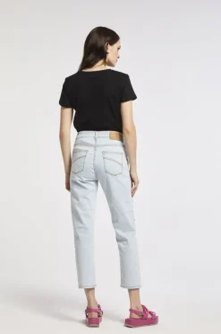 jeans regular in tela comfort bleach