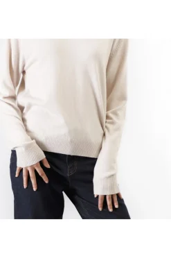 maglia  basic scollo a "v" avorio