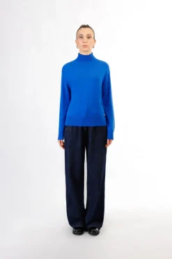 maglia basica collo alto cobalto