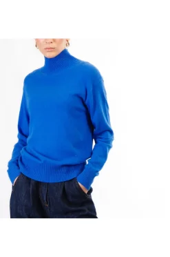 maglia basica collo alto cobalto