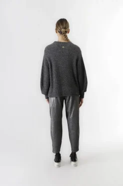 maglia collo a ciclista  con lurex fumo