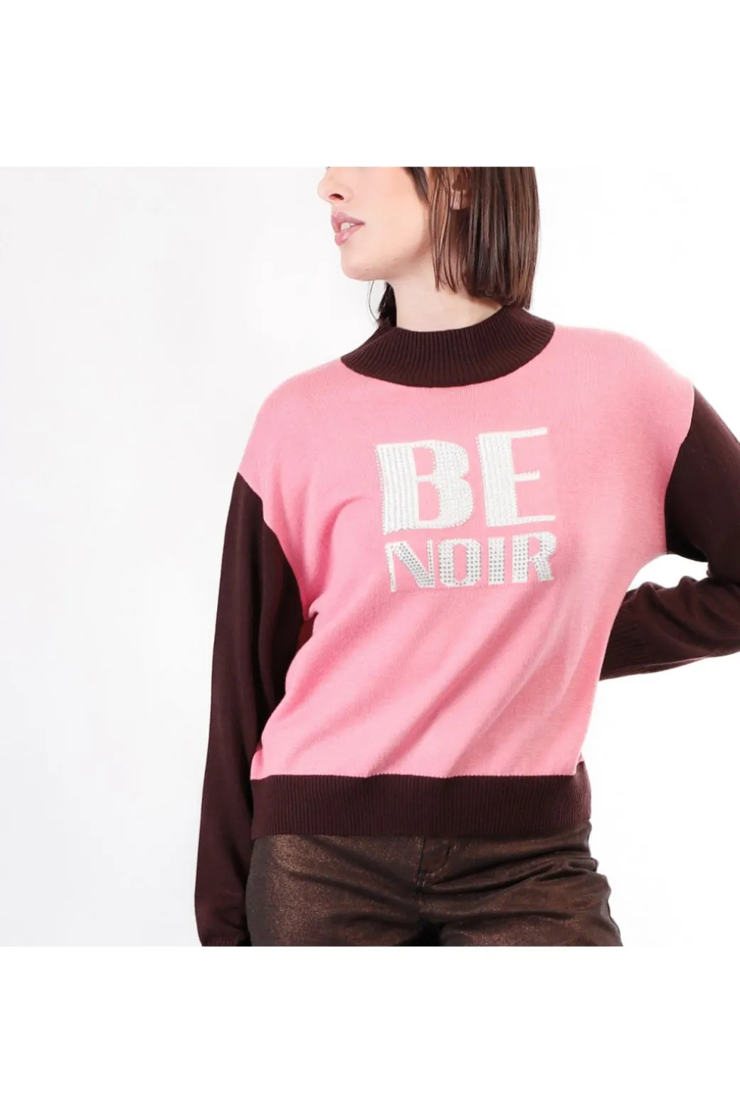 maglia collo a ciclista con logo "be noir" multirosa