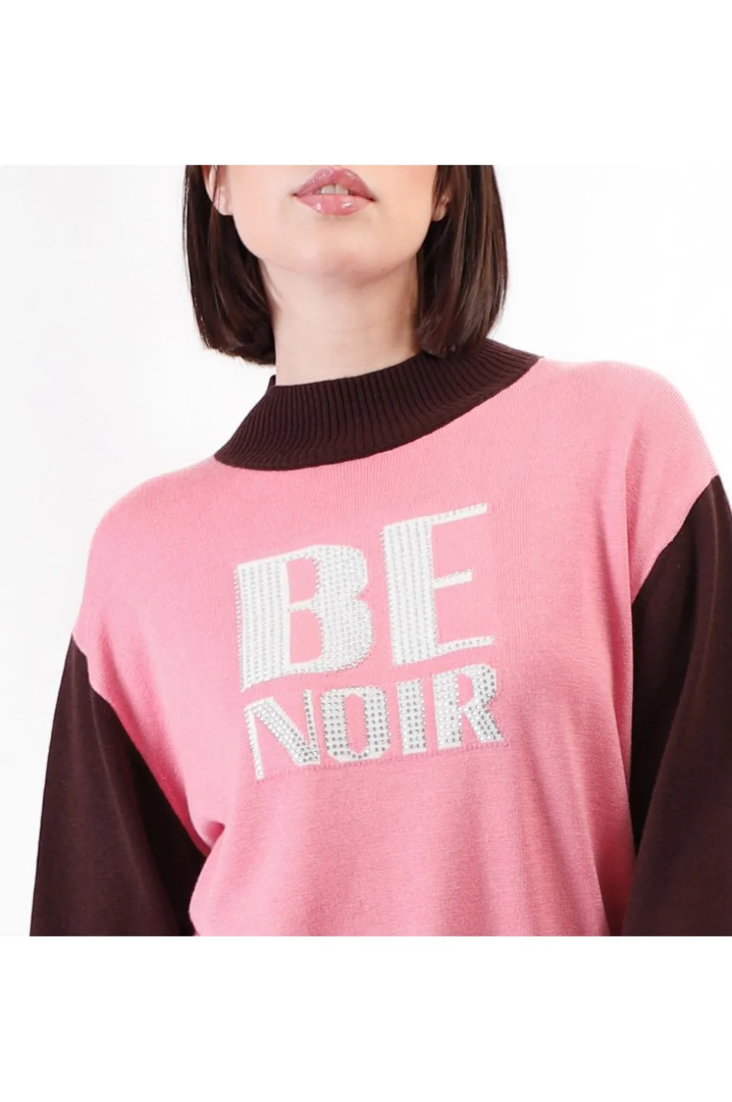 maglia collo a ciclista con logo "be noir" multirosa