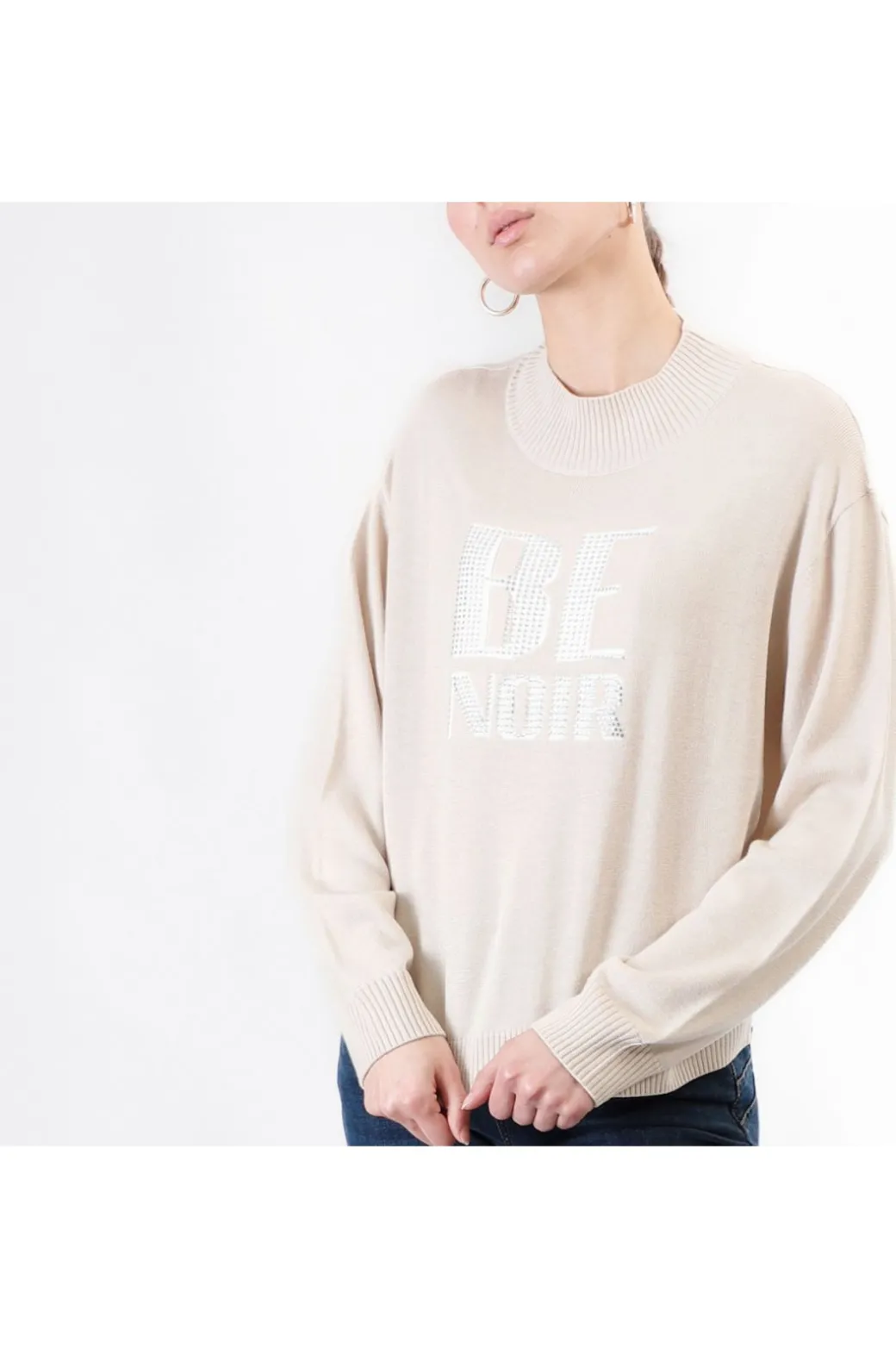 maglia collo a ciclista con logo "be noir" burro