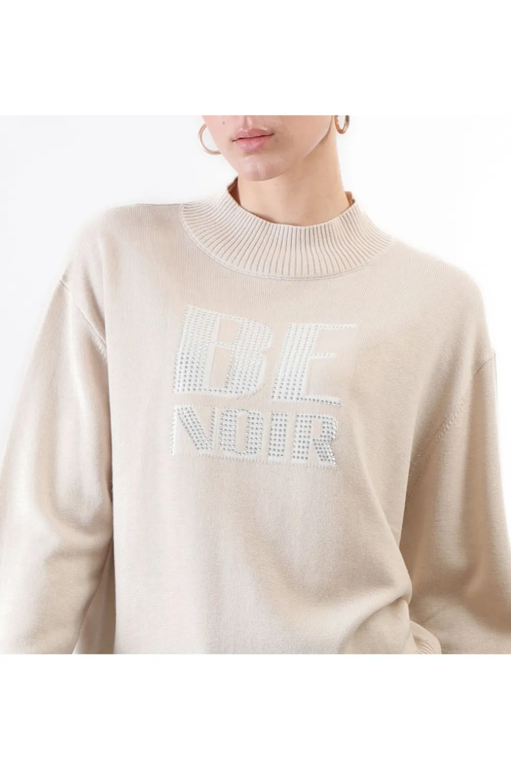 maglia collo a ciclista con logo "be noir" burro