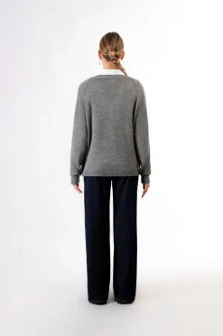 maglia con scollatura a "v" fumo