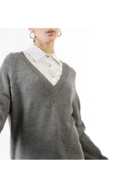 maglia con scollatura a "v" fumo